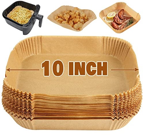 YQL Air Fryer Liners Square, 9 inch Large Air Fryer Liners Disposable, Parchment Paper for Airfryer 7L-10L, Airfryer Accessories Compatible with Tefal Easy Fry Mega 7.5 L/Russell Hobbs XXL 8L(50pcs)