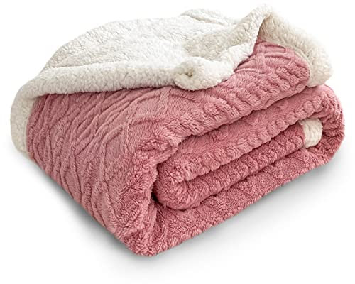 TIANSHU Couverture Polaire Double Couche, Plaid Polaire Duveteux Plaid Canape Couvertures Doux Confortables Haute Qualité Anti-Boulochage Lit Salon Chambre (100x150cm, Rose)