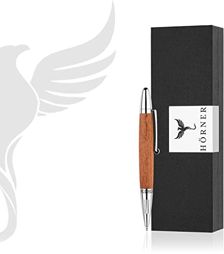 Hörner Parvus - Hochwertiger Kugelschreiber I Mini Stift aus Palisander-Holz I Kleiner Kuli für Hemd und Tasche I Edle Geschenkbox I Weiche D1 Mine I Premium Design I Stift für Männer und Frauen
