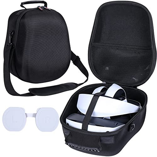 Khanka Hard Carrying Travel Case Box and Lens Cap Replacement for Sony PlayStation PS VR2 Glasses Headset Controller,Black.(Case Empty)
