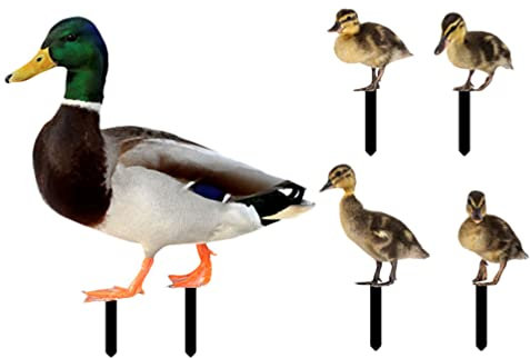 BESTonZON 5 Stücke Gartenstecker Gartenfigur Enten Deko Figuren Gartendeko Tiere Stecker Ostern Dekofigur Zaunhocker Osterdeko Acryl Zaunhocker Garten Statue Rasen Hof Dekoration