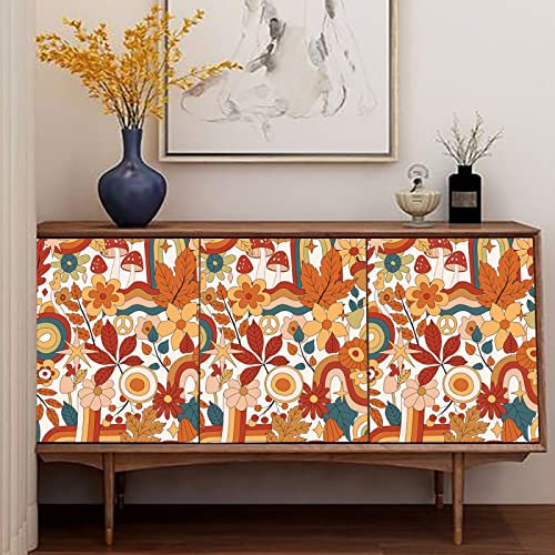 Papiers Peints Champignons Feuille D'Érable Papier Peint Adhesif Mural Salon Papier Adhesif pour Meuble Papier Peint Intissé Facile à Peler Papier Adhésif Décoratif Cuisine 40x250cm