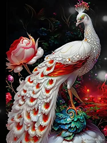Diamond Painting Set, 5D Diamant Painting, DIY Diamant Kunst Malerei Stickerei Set Mosaikherstellung Erwachsene Diamant Kunst Handwerk Kreuzstich Bilder für Home Wand Dekor 30x40cm Wunderschöner Pfau