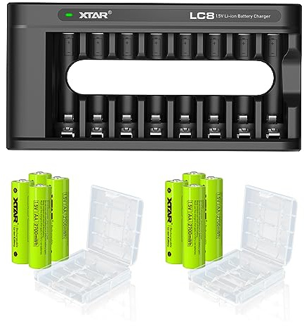 XTAR 1.5V AA (8pcs-1.5V AA + LC8 Ladegerät)