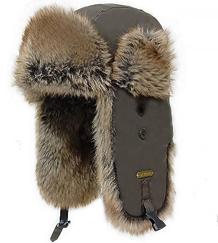 HEYANN Uschanka Fliegermütze Herren Trapper Russische Mütze Warme Mütze mit Ohrenklappen Russische Fellmütze Damen Wintermütze Unisex Fliegermütze Fellmütze für Herren (L/XL, Braun)