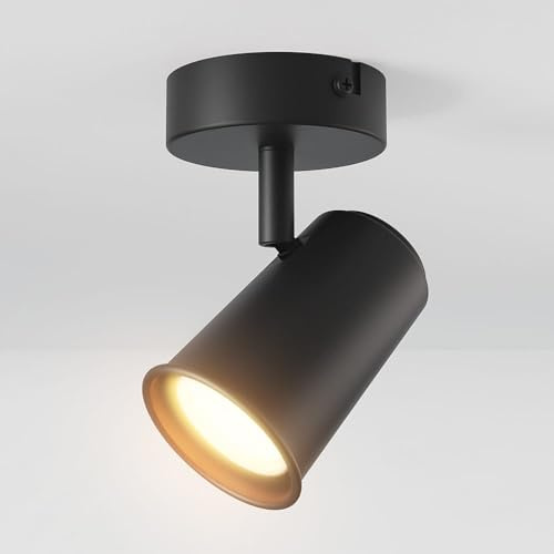 HOFTRONIC Riga LED Deckenstrahler Schwarz - Schwenkbar und Dimmbar - GU10 2700K Warmweiß - 4W 345 lumen - Deckenspot für Wohnzimmer, Küche, Flur - Deckenleuchte - Spotlampe (90mm)