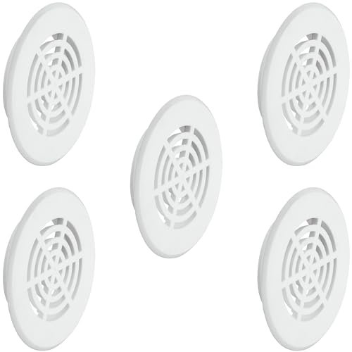 cyclingcolors 5x Rejilla de ventilación redonda 35 mm Diámetro total 50 mm de plástico Orificio Gabinete Armario Cocina, Blanco