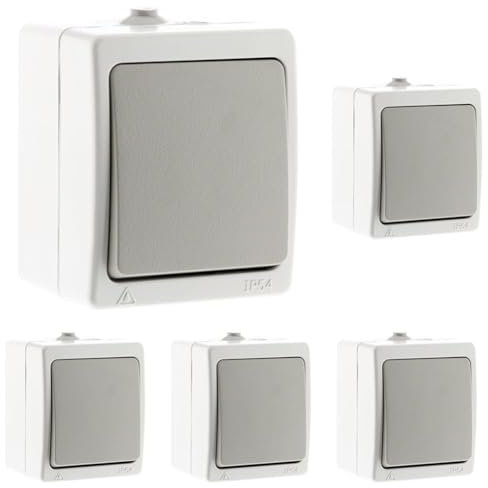 Va-et-vient simple Gris Clair IP54 - Akya (Lot de 5)