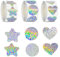 Glitzer Sticker, 1500 Stücke Silber Sterne Aufkleber Rolle Liebe Runde Selbstklebende Aufkleber Holografische Sternaufkleber Dot Stickers Funkelnde Belohnungsaufkleber