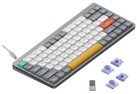 Nuphy Air75 v2 QMK/VIA Mechanical Keyboard, 75% Low Profile Wireless Keyboard, Bluetooth 5.1, 2.4GHz and Wired Connection, Compatible with Windows and Mac OS - Lunar Gray (Wisteria)