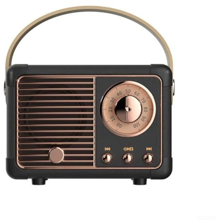 DAZZLEEX Mini Blue tooth Speaker Creative Retro Radio Blue tooth Speaker Wireless Card Mini Portable Bass 50Hz-20kzh(Black)