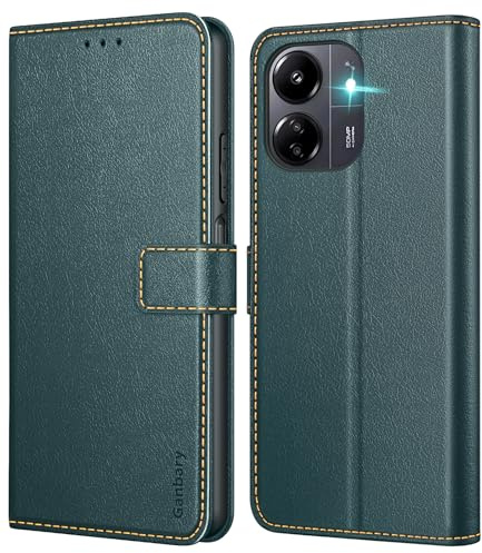 Ganbary Funda Compatible con Xiaomi Redmi 13C/ Poco C65, Funda Tapa Libro Movil PU Cuero Funda para Xiaomi Redmi 13C/ Poco C65 [Protección Completa] [Ranura Tarjeta][Función Soporte], Verde