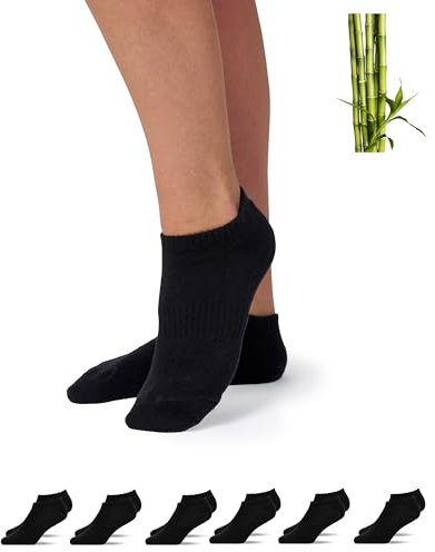 Snocks Chaussettes en Fibre de Bambou - Lot de 6 Socquettes Basses Homme et Femme - Chaussettes Douces et Respirantes Contre la Transpiration Taille 43-46, Colour Noir