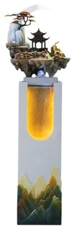 Fontana da Esterno Fontana da terra con giardino roccioso artificiale e luci a LED, soggiorno, balcone, cortile, paesaggio d'acqua circolante Fontana Giardino Esterno (Color : Yellow)