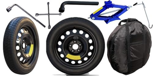 Generico Ruotino Di Scorta Per Alfa Romeo Tonale Pinze Rosse (av1) 5 Fori Gomma 145/80 R18 Da Anno 2022 Fino ad Anno 2024 Con Kit Accessori Cric Crick Chiave e Sacca 145 80 18 18