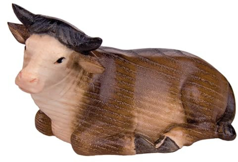 Fritz Cox Krippenfigur aus Holz - Ochs und Esel | handbemalt mit dezenten Wasserfarben | für 15cm Krippenfiguren | hochwertige Handwerkskunst aus Italien (Ochs)