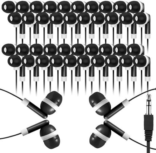 XOSDA Confezione da 100 auricolari per aula scolastica, per bambini e bambini, set di classe durevoli per studenti (XPG101, 100 nero)