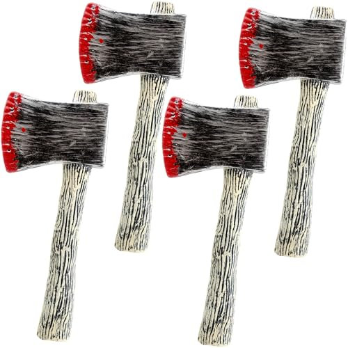 Cotiny 4 Pieces Halloween Plastic Axe Fake Axe Realistic Hatchet Axe Toy for Kids Adults Halloween Cosplay Costume Masquerade Props Party Supplies