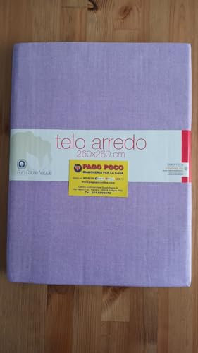 Pago Poco Telo Arredo Copritutto Multiuso in Tinta Unita Tutti i Colori Singolo e Matrimoniale 100% Cotone Novita' 2021!!!! (Lilla, Matrimoniale 260x260)