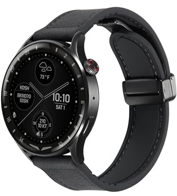Koelaa 20mm Cinturini Compatibile con Huawei Watch GT 2 42mm/Watch GT 3 42mm/Watch 2/2 Pro/2 Sport/Watch Fit 2, Silicone + Pelle Cinturino con Chiusura Magnetica-Nero