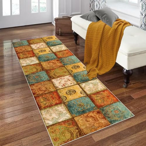 Tapis de Couloir Tapis de Cuisine Devant Evier 60 x 90 cm Tapis pour Passage Long Antiderapant Tapis de Porte d'entrée Interieur Lavable en Machine pour Couloir Buanderie Salon Cuisine Chambre