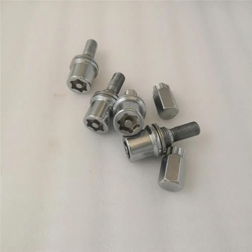 PUNICS Locking Wheel Nuts Compatible With Peugeot 206 308 3008 207 2002-2020 Chrome Wheel Screw Wheel Nuts Wheel Bolts Lock Nut Key Adapter 4pcs