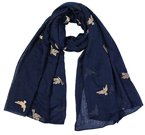 BOTCAM Écharpe brodée pour femmes Foulard d'emballage Foulard doux Longue écharpe Nettoyeur à vapeur Accessoires Foulards, noir, rouge, blanc, bleu marine, rose, vert, kaki, gris profond, taille