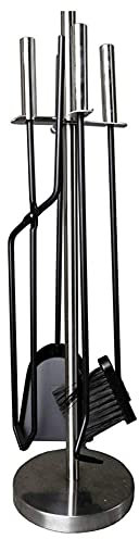 GLJTUO Juego De Herramientas para Chimenea De Acero Inoxidable, 5 Piezas, Juego De Accesorios para Chimenea, Pinzas, Atizador, Cepillo, Pala Y Soporte, Altura 66 Cm,
