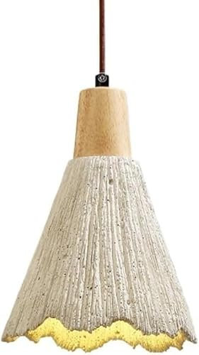 Lámpara colgante rústica de hormigón con lámpara de araña industrial de madera para dormitorio, comedor, cocina, barra de isla