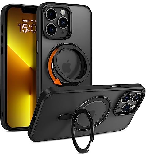 Telaso Magnetic Case for iPhone 13 Pro Max Case, [Compatible with MagSafe] with 360° Rotatable Ring Stand Slim Shockproof Protective Phone Cases for iPhone 13 Pro Max 6.7, Black