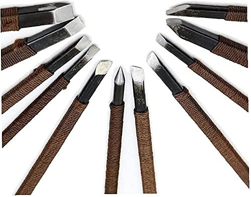 11 piezas de herramientas de torneado de madera, cinceles de madera con punta de carburo, mini buriles de piedra para sellar, tallado, grabado, fácil de usar, no se desgasta fácilmente, juego de her