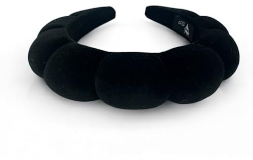 Bottega della Principessa -Bandeau de cheveux Femme bombé en Velour-Bandeau Skin Care viral Tik Tok-pour Beauty routine, Maquillage, Spa-avec étui en organza (Noir, Serre Tete)