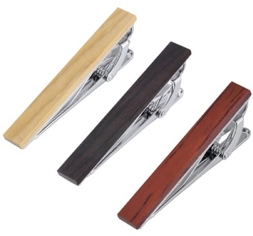 Ericetion 3 Stück Holz-krawattenklammer Für Männer, Natürliche Krawattenstange, Modische, Personalisierte Krawattenklammer Aus Holz Für Hochzeit, Jahrestag, Geschäft