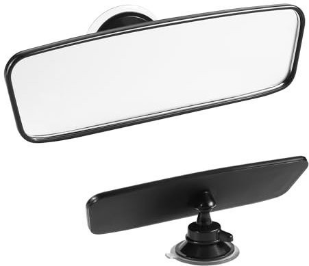 Specchietto Retrovisore Interno Auto Ventosa Extra-Forte 200x60 mm Grandangolare Panoramico Interno 360° Girevole - Antiriflesso Premium per Auto/SUV/Camion