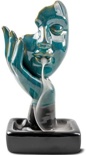 ZONSUSE Brûleur D'encens en Céramique Thinker, Porte-encens Cascade Méditateur, Support Encens d'art Moderne, pour la Décoration du Spa Yoga du Bureau à Domicile (Philosophe)