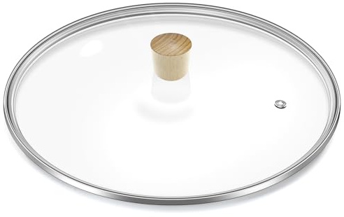 Coperchio in vetro temperato per padelle, 33 cm, pomello in legno