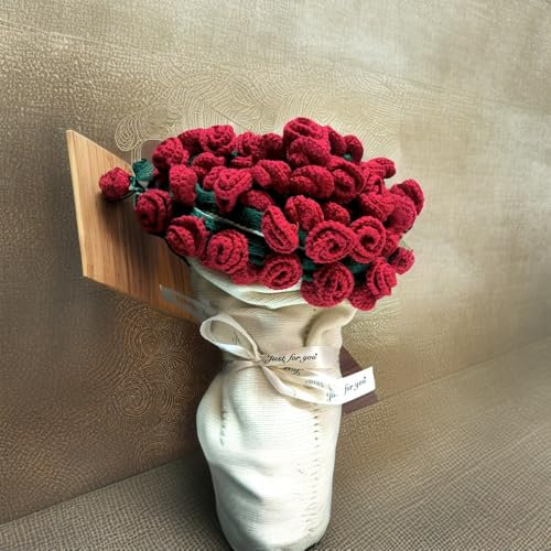 Finished Rose Bouquet Crochet Flower Blanket, Handmade Roses, Bellflower Throw, Soft Knitted Woven Blankets Gift for Mother's Day, Anniversary, Birthday(Red rose on white,Dia. 80cm)