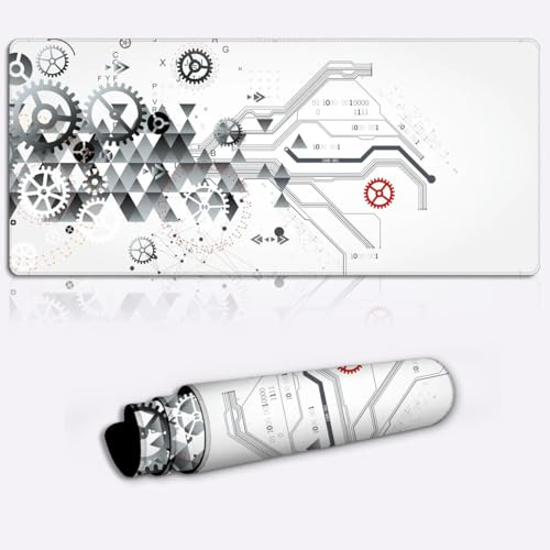 abstract technology background cogwheels art theme Washable Large Mouse Mat Non-Slip Rubber Base Computer PC Laptop Gaming Office Home Desk Accessory Gadget