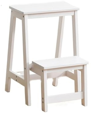 Taburete de Escalera for el hogar, Silla de Escalera Plegable de Madera, Banco de Escalada Multifuncional for Descansar o Transportar Objetos Altos. Taburete con Escalera(Weiß)