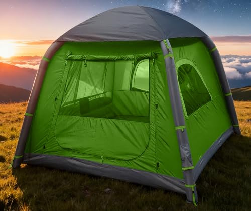 SHANQUAN Aufblasbare Zelte für Camping mit Ofenanschluss, 2/4/6/8 Personen, einfach aufzubauende aufblasbare Zelte für alle Jahreszeiten, wasserdichtes aufblasbares Warmzelt, Air-Glamping-Zelt