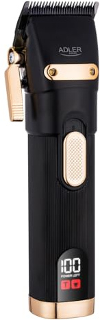 ADLER EUROPE AD 2853 Haarschneider, LED-Display, 2 Geschwindigkeitsstufen, 4 Aufsteckkämme, 0,8–13 mm, USB-Ladefunktion