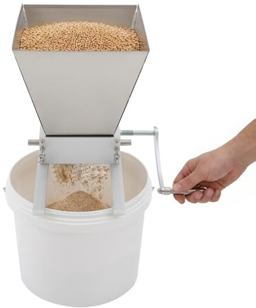 4L Manuelle Getreidemühle, Getreidequetsche für Gerste Weizen Malz Kaffee | Edelstahl Verstellbare Grainmühle,0-2.5MM Verstellbar,mit 2 Aluminiumstangen,Kurbelgriff für Getreide Mais Gewürze Kaffee