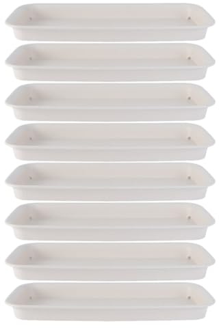 HEATSHAKING Plato de Planta Rectangular 8 Piezas, bandejas recolectoras de Agua de plástico Blanco, Base de Drenaje 20x10 cm, para Escritorio y alféizar, para Plantas y Flores