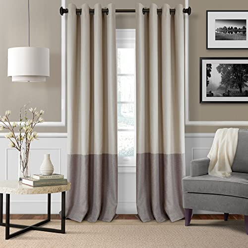 Elrene Home Fashions 26865874723 Braiden Room Darkening Grommet Window Curtain Drape Panel, 52 x 95, Linen, Blackout, 52 W x 95 L (Pack of 1)