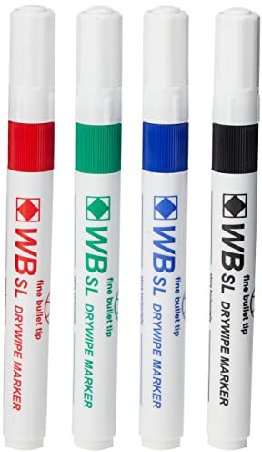 Hainenko WB SL Dry Wipe Marker with Fine Bullet Tip - Assorted (Pack of 4)