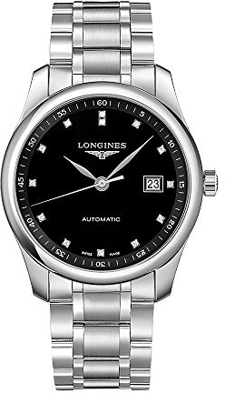 Longines Master Automatik Diamant schwarzes Zifferblatt Herrenuhr L2.793.4.57.6, schwarz, Schwarz
