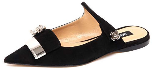 Sergio Rossi F0954 Sandalo Donna Black Scarpe Suede Shoe Woman [36.5]