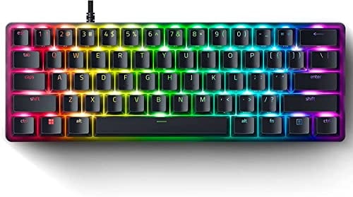 Razer Huntsman Mini (Purple Switch) - Kompakte 60% Gaming Tastatur (Klickende Optische Switches, Doubleshot PBT-Tastenkappen, Abnehmbares USB-C Kabel) QWERTY US-Layout | Schwarz