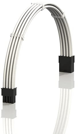LINKUP - AVA 50cm PCI-e 8 (6+2) pin GPU Cavo di Prolunga per PC Personalizzato con Guaina Intrecciata per Alimentatore PSU con Pettini┃Design Robusto e Rigido┃Confezione Singola┃500mm - Bianca