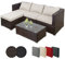 Montafox Poly Rattan Lounge Sitzkissen 8cm Gartenmöbel Ecklounge Frei Kombinierbare Elemente Ecksofa Gartengarnitur Garten Balkon Terrasse Outdoor, Farbe:Schwarz-Braun meliert/Sandstrand